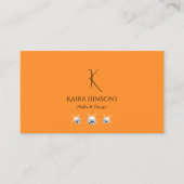 Modern Plain Oranje met monogram Logo en juwelen Visitekaartje (Voorkant)