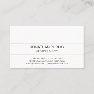 Modern Plain Professional Elegant Gold Attorney Visitekaartje