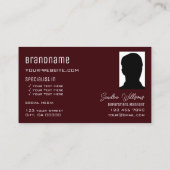 Modern Plain Red Burgundy met Monogram en Foto Visitekaartje (Achterkant)