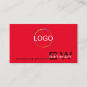 Modern Plain Red Burgundy met Monogram en Logo Visitekaartje (Voorkant)