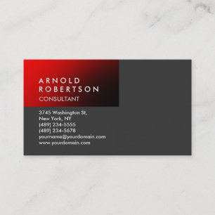 Modern Plain Red Gray Trendy Visitekaartje