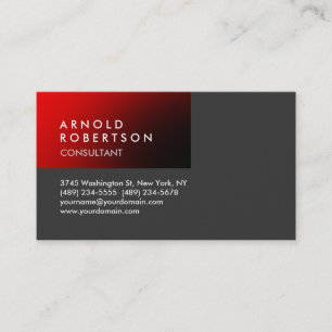 Modern Plain Red Gray Trendy Visitekaartje