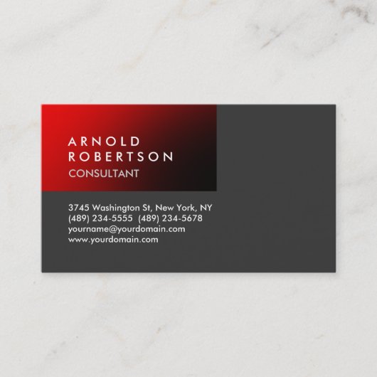 Modern Plain Red Gray Trendy Visitekaartje (Voorkant)