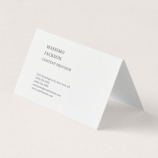 Modern Plain Simple Black White Minimalist  Visitekaartje (Voorkant)