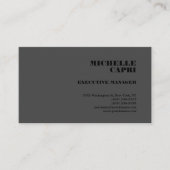Modern Plain Simple Minimalist Grey Black Visitekaartje (Voorkant)