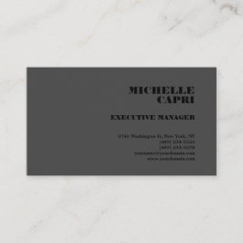 Modern Plain Simple Minimalist Grey Black Visitekaartje