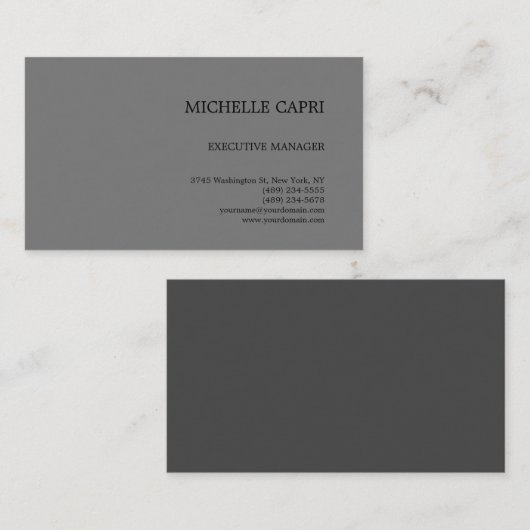 Modern Plain Simple Minimalist Grey Black Visitekaartje (Voorkant / Achterkant)