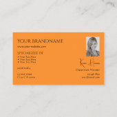 Modern Plain Sinaasappel met monogram foto's en ju Visitekaartje (Achterkant)