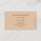 Modern Plain Tan Beige met Monogram Elegant Chic Visitekaartje (Achterkant)