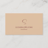 Modern Plain Tan Beige met Monogram Elegant Chic Visitekaartje (Voorkant)