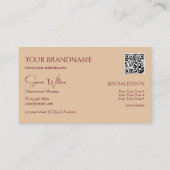 Modern Plain Tan Beige met Monogram- en QR-code Visitekaartje (Achterkant)