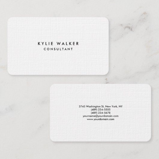 Modern Plain Vrouwelijke Zwart & Wit Professional Visitekaartje (Voorkant / Achterkant)