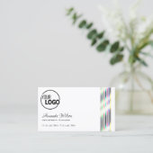 Modern Plain White Kleurrijke Decor Stripes voeg L Visitekaartje (Staand voorkant)