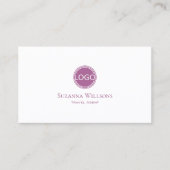 Modern Plain White, Lila met Logo en foto's Visitekaartje (Voorkant)