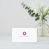 Modern Plain White, Lila met monogram en Logo Visitekaartje (Staand voorkant)