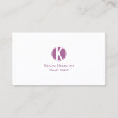 Modern Plain White, Lila met monogram en Logo Visitekaartje (Voorkant)