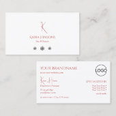 Modern Plain White met Monogram Logo en diamanten Visitekaartje (Voorkant / Achterkant)