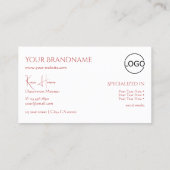 Modern Plain White met Monogram Logo en diamanten Visitekaartje (Achterkant)