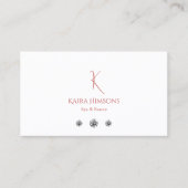 Modern Plain White met Monogram Logo en diamanten Visitekaartje (Voorkant)