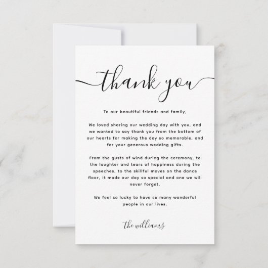 Modern Plain White met twee foto bruiloft Bedankkaart (Achterkant)