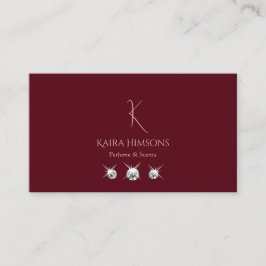 Modern Plain Wine Red met monogram en juwelen Visitekaartje
