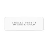 Modern Plain Zwart & Wit Minimalist Professioneel Etiket (Voorkant)