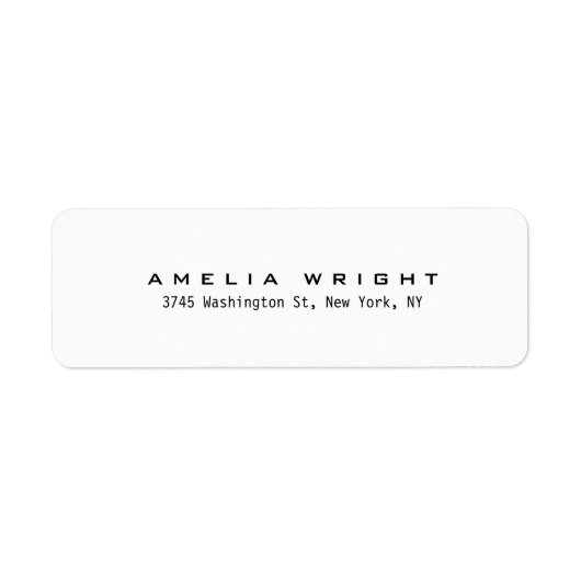 Modern Plain Zwart & Wit Minimalist Professioneel Etiket (Voorkant)