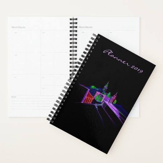 Modern Planner 2019 Black Vibrant City Art (Display)