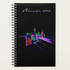 Modern Planner 2019 Black Vibrant City Art