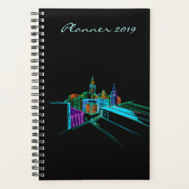 Modern Planner 2019 Black Vibrant City Art