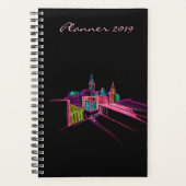 Modern Planner 2019 Black Vibrant City Art (Voorkant)