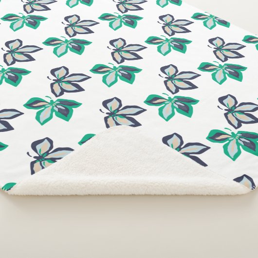 Modern Plant Leaf Flora Pattern White Sherpa Deken (3/4)