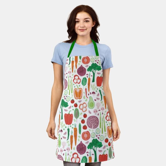 Modern plantaardig patroon schort (Gedragen)