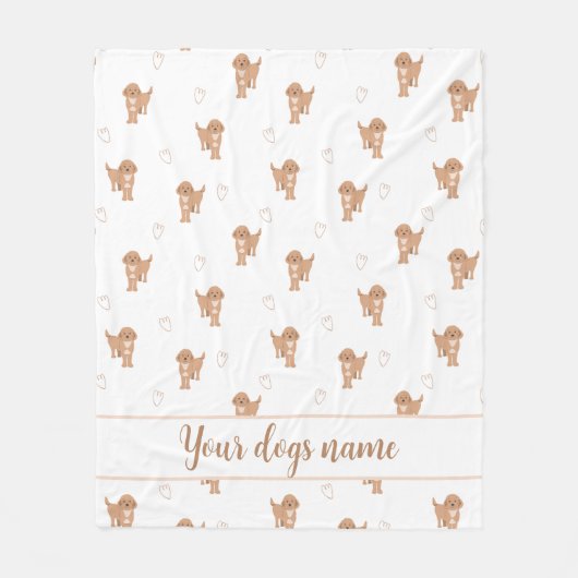 Modern Plat Design Cockapoo & Hartjes Patroon Fleece Deken (Voorkant)