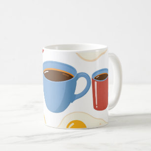 Modern plat ontwerp van spek eieren Toast en koffi Koffiemok
