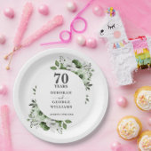 Modern Platinum 70e bruiloft Jubileum groen Papieren Bordje (Feest)