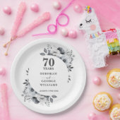 Modern Platinum 70ste bruiloft Jubileum Botanisch Papieren Bordje (Feest)