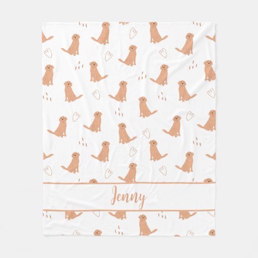 Modern Plattegrond Ontwerp Gouden Retriever & Hart Fleece Deken (Voorkant)
