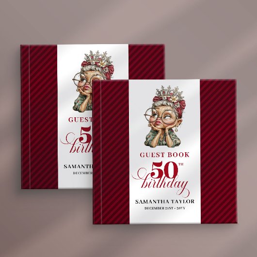 Modern playful 50th birthday woman guest book gastenboek