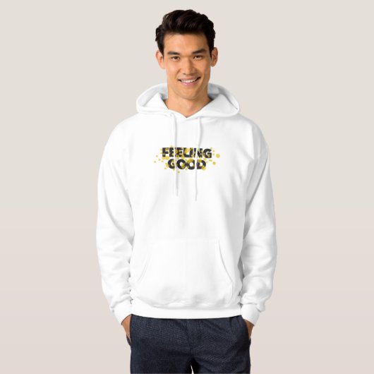 Modern, playful, cheerful design of Feeling Good Hoodie (Voorkant volledig)