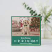 Modern Playful Cute Dog Photo Funny Christmas Feestdagenkaart (Staand voorkant)