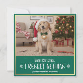 Modern Playful Cute Dog Photo Funny Christmas Feestdagenkaart (Voorkant)