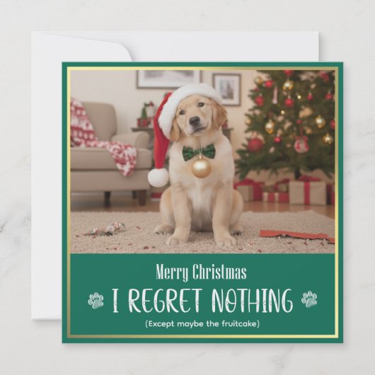 Modern Playful Cute Dog Photo Funny Christmas Feestdagenkaart (Voorkant)