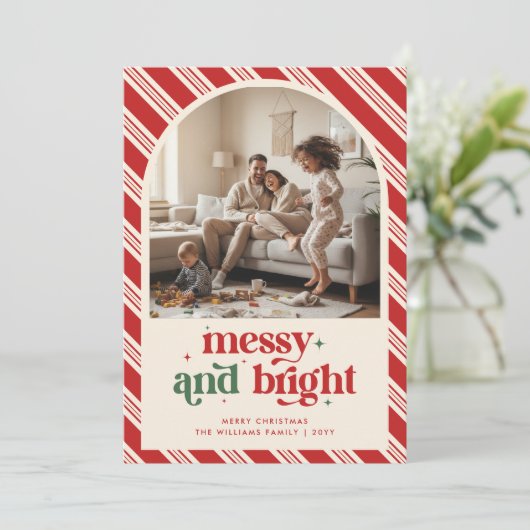 Modern Playful Funny Family Kids Photo Christmas Feestdagenkaart (Staand voorkant)