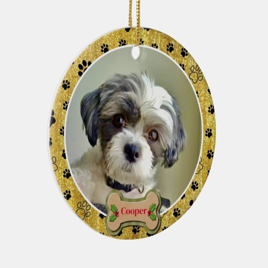 Modern Playful Simple Photo Dog - Paw Print Design Keramisch Ornament (Rechts)