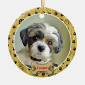 Modern Playful Simple Photo Dog - Paw Print Design Keramisch Ornament (Voorkant)