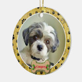 Modern Playful Simple Photo Dog - Paw Print Design Keramisch Ornament (Links)