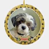 Modern Playful Simple Photo Dog - Paw Print Design Keramisch Ornament (Achterkant)