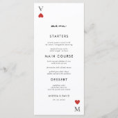 Modern Playing Card Casino Vegas Wedding Menu (Voorkant)