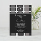 Modern Plays Grey Black White Ring Logo Wedding Kaart (Staand voorkant)